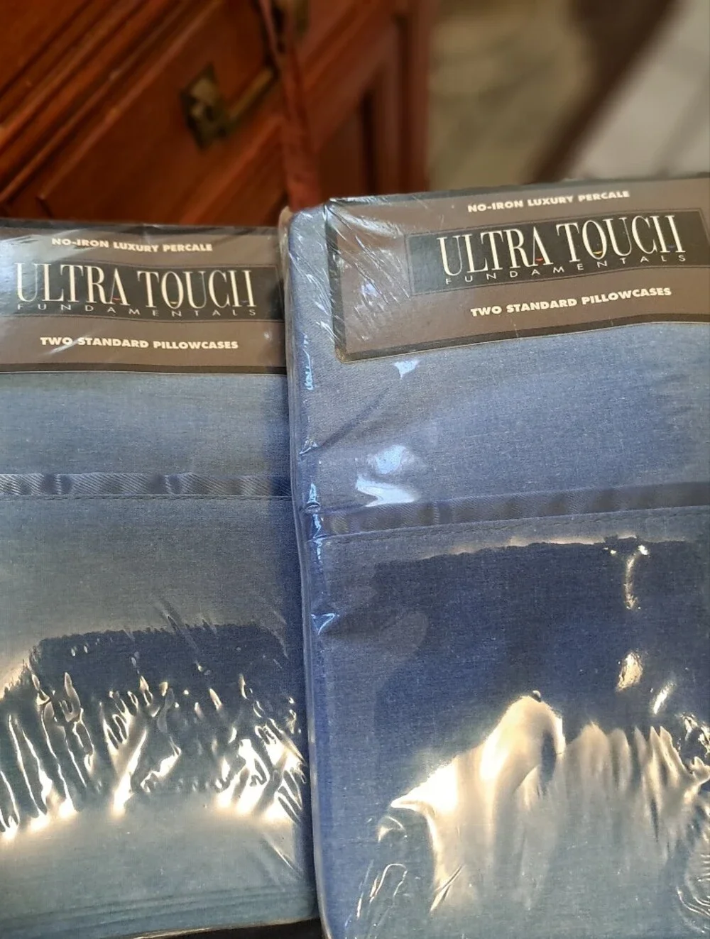 NWT Vintage Ultra Touch Fundamentals Standard Pillowcases Set Of 2 Blue